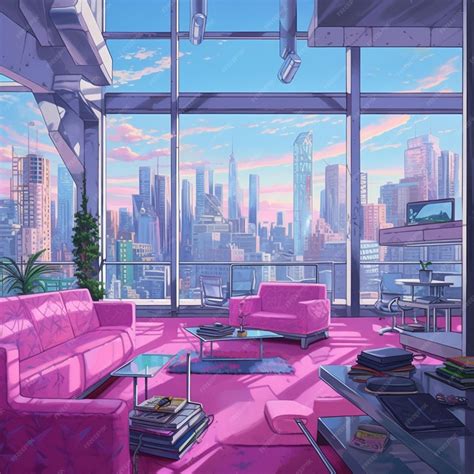 Premium Photo | There is a pink couch and a pink chair in a living room generative ai