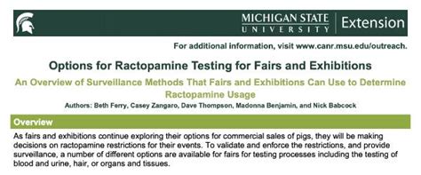 Options for Ractopamine testing for fairs and exhibitions - Pork