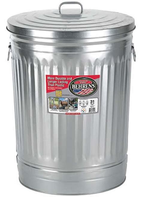 Galvanized Steel Utility Trash Pail/Can With Lid, 31 Gal. - CountryMax