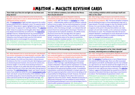 Macbeth Ambition - 6 key quotations analysed | Teaching Resources