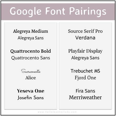 Google Font Pairings 2024 - Leta Shayna