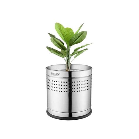 Silver Round Stainless Steel Planter, For Balcony at Rs 1500 in Pune