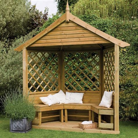 Majestic Corner Wooden Lattice Garden Arbour With Bench Seating from ...