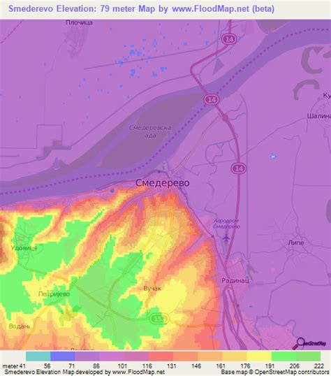 Elevation of Smederevo,Serbia Elevation Map, Topography, Contour