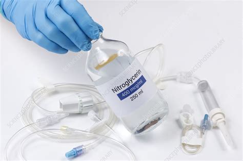 Nitroglycerin IV bottle - Stock Image - F035/9114 - Science Photo Library