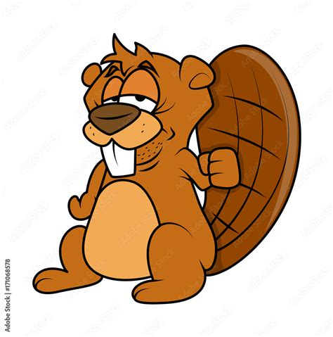 Happy Cartoon Beaver Character Stock Vector | Adobe Stock