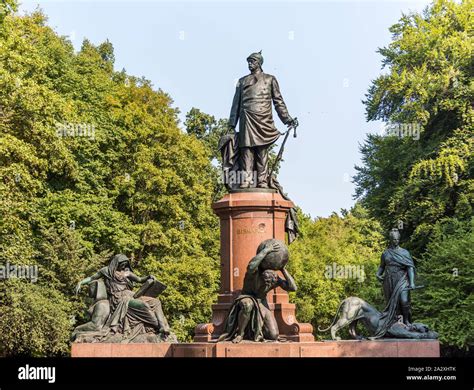 Statue of historic Bismarck Memorial in the Tiergarten in Berlin, Germany. Prince Otto von ...