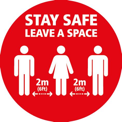 Round Stay Safe Floor Sticker (Red) | StickerShop