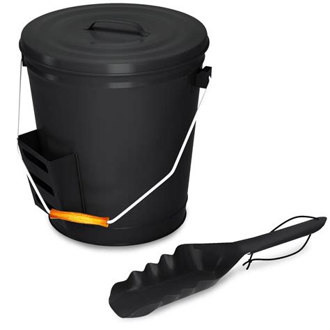 Black Ash Bucket with Lid and Shovel For Fireplace - Great Wood Stove ...