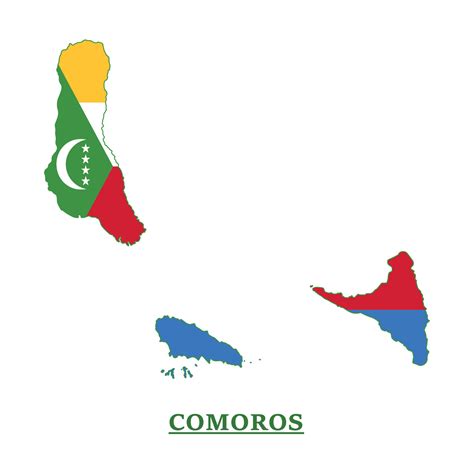 Comoros National Flag Map Design, Illustration Of Comoros Country Flag Inside The Map 13262358 ...