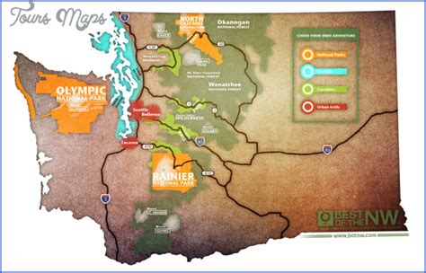 Washington Hiking Trails Map - ToursMaps.com