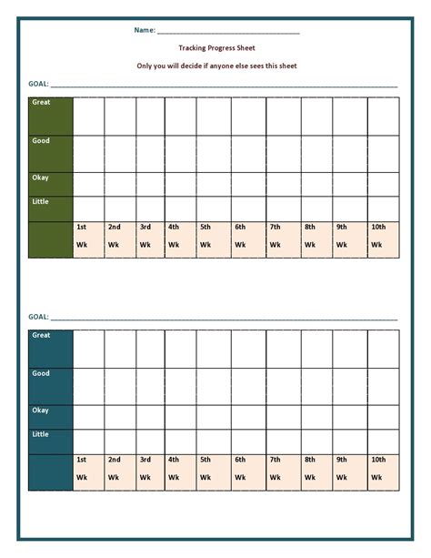 21 Best Free Printable Goal Charts Templates 2022 - Bank2home.com