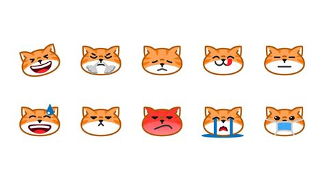 Cute orange cat emoji. Cat faces expression 19638586 Vector Art at Vecteezy