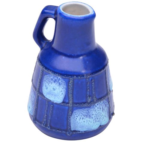 Small Blue Ceramic Vase by Strehla Keramik, 1950s For Sale at 1stDibs