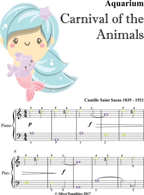 Aquarium Carnival of the Animals Easy Piano Sheet Music with Colored Notes eBook by Camille ...