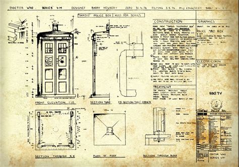 Tardis Print Poster Dr Who Blueprint The Tardis Blueprint