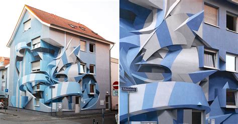 peeta paints large-scale optical illusion murals to transform buildings