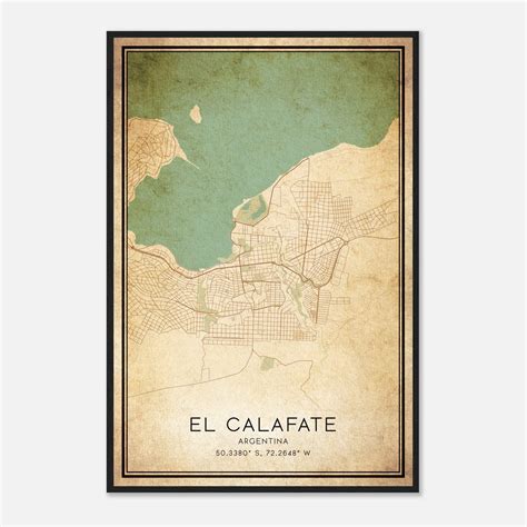 Vintage El Calafate Argentina Map Poster, El Calafate City Road Wall ...