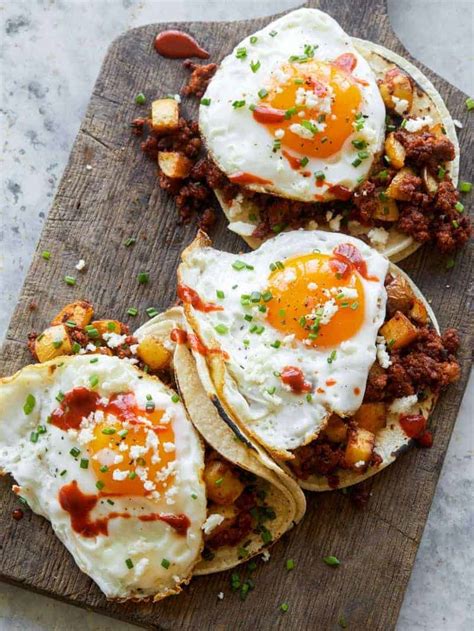 Chorizo and Fried Egg Breakfast Tacos | Spoon Fork Bacon