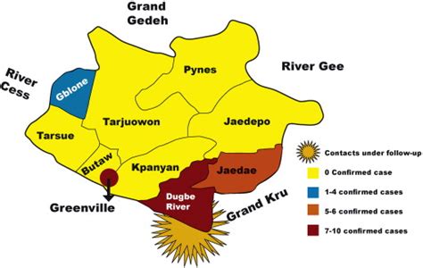 Map Showing confirmed EVD cases by Health District of Sinoe County,... | Download Scientific Diagram