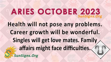 Aries October 2023 Monthly Horoscope Predictions - SunSigns.Org