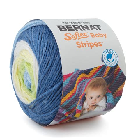 Bernat Softee Baby Stripes Soft 100% Acrylic Light Yarn for Knitting Crocheting Light #3 ...