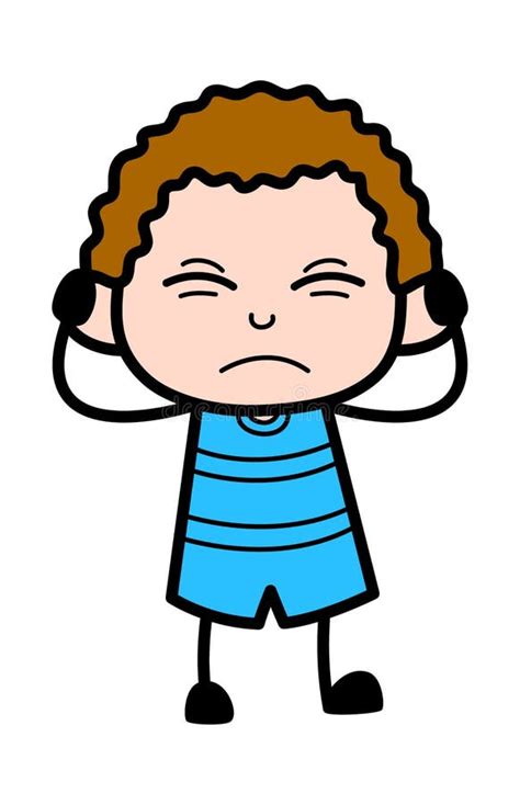 Covering Ears Kid Cartoon stock illustration. Illustration of angry ...