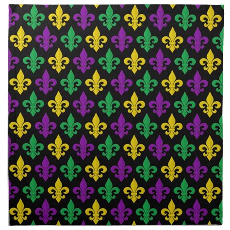 Mardi Gras Green Gold Purple Fleur-de-lis Pattern Cloth Napkin | Zazzle ...