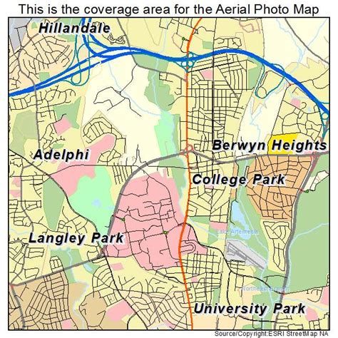 Aerial Photography Map of College Park, MD Maryland