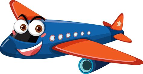 Airplane with face expression cartoon character on white background 2062916 Vector Art at Vecteezy