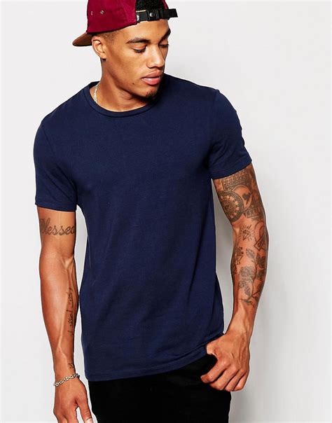 Lyst - Asos Muscle Fit T-shirt With Crew Neck And Stretch in Blue for Men