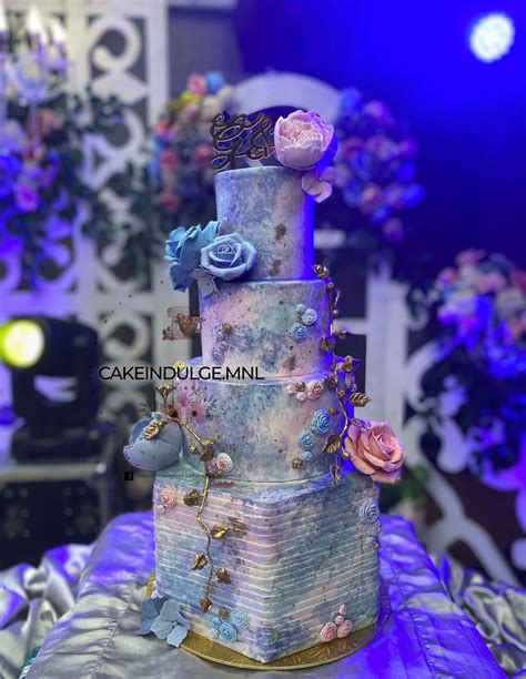 Four-tier Wedding Blue Cake - CakeIndulge PH