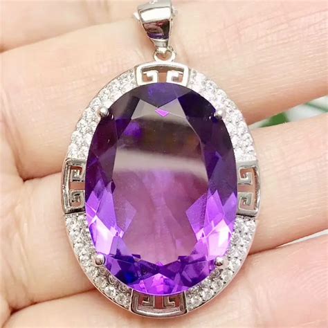 Amethyst necklace pendant Free shipping 925 sterling silver Natural ...