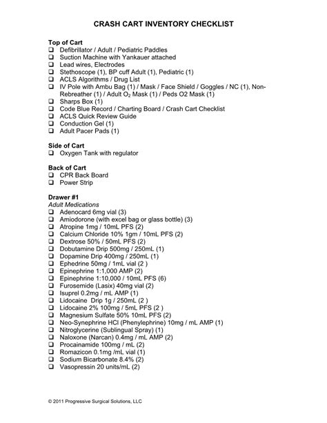 Crash Cart Inventory Checklist - DocsLib