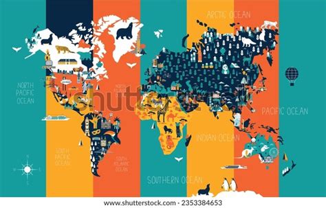 23 World map with animals for wallpaper billeder, stock-fotos, 3D-genstande og vektorer ...