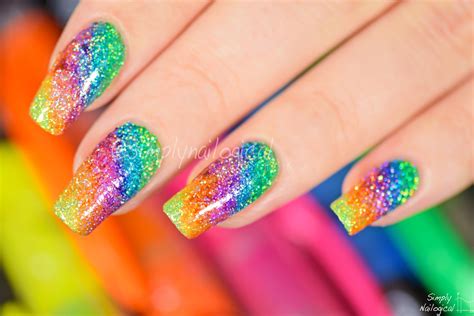 Simply Nailogical: Sparkly highlighter rainbow nail art