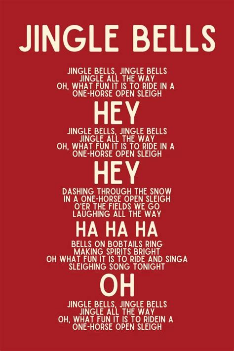 Jingle Bells Christmas Lyrics In Red - Canvas Artwork | Design Harvest