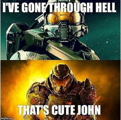 Master Chief vs Doomguy - who's the better character? | Funny gaming memes, Video games funny ...