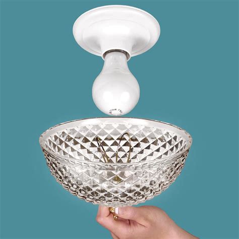 Clip-on Light Shade - Diamond Cut Acrylic Dome Lightbulb Fixture - 7 3/ ...