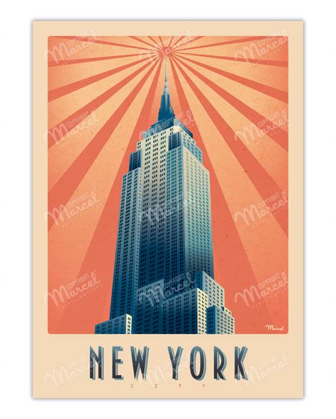 Poster 50x70 Marcel NEW YORK "Empire State Building" Size 30 x 40 cm