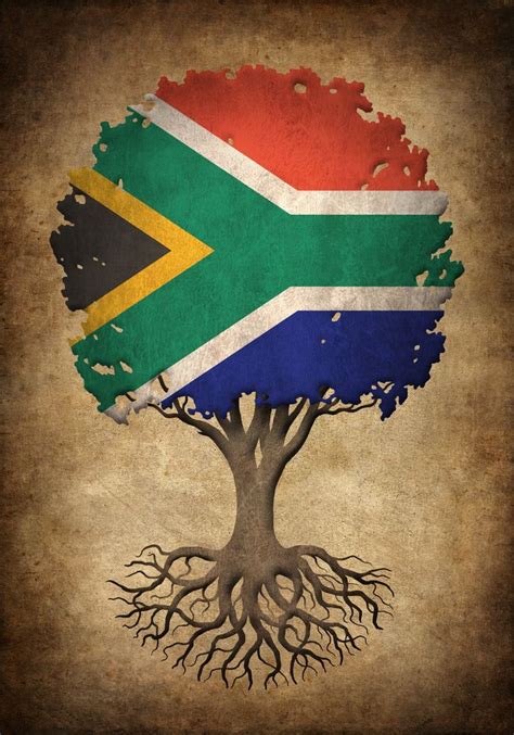 Vintage Tree of Life with Flag of South Africa Art Print