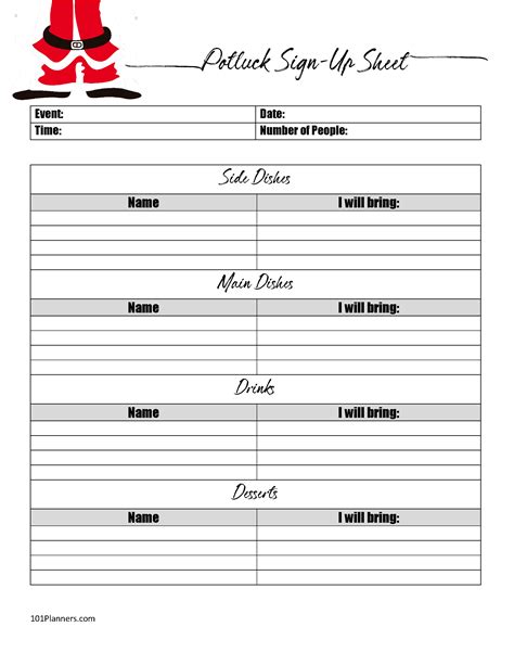 FREE Printable Potluck Sign Up Sheet | Editable | Instant Download