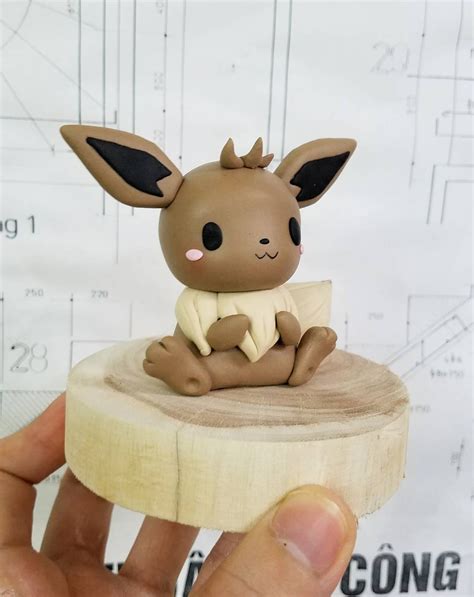 Cute Eevee Figure Handmade Clay Pokemon Clay Figure - Etsy