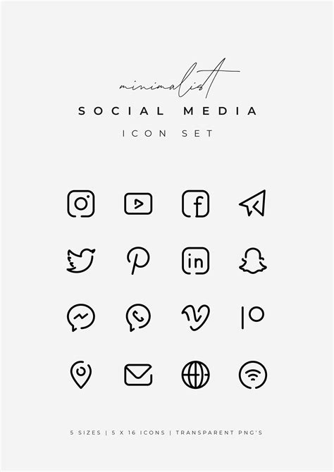 Black Social Media Icons. Minimalist Social Media Logos. - Etsy