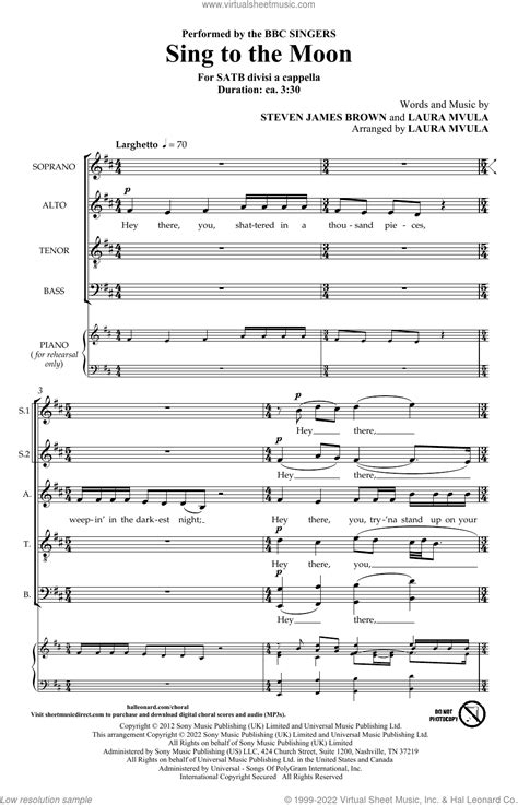 Sing To The Moon (arr. Laura Mvula) sheet music for choir (SATB Divisi)