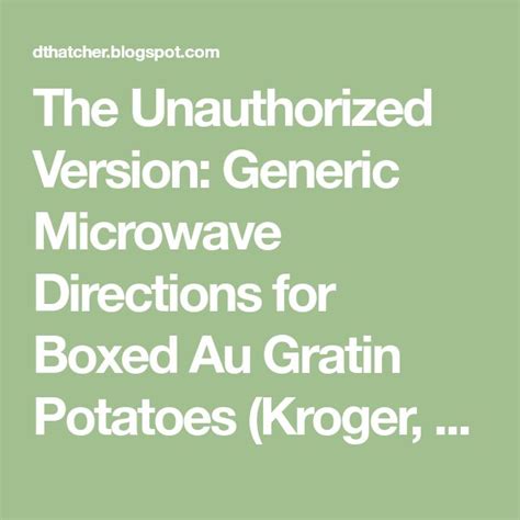 betty crocker au gratin potatoes box instructions microwave recipe – Microwave Recipes