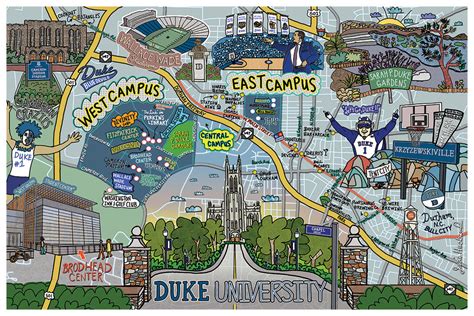 Map of Duke University, Durham, North Carolina (customization and fram – Jessie husband