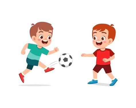 Kids Playing Football Cartoon