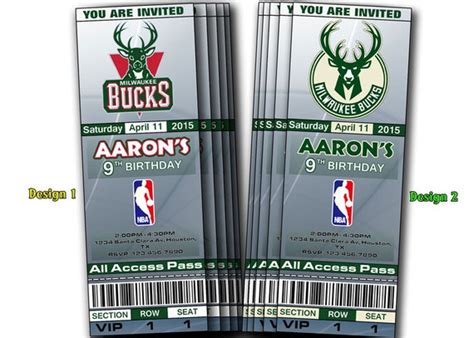 Milwaukee Bucks Ticket Invitations Invite by HappyDigitalPrints