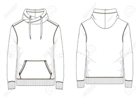 Technical sketch of man sweatshirt with hooded and kangaroo pocket in vector Stock Vector ...